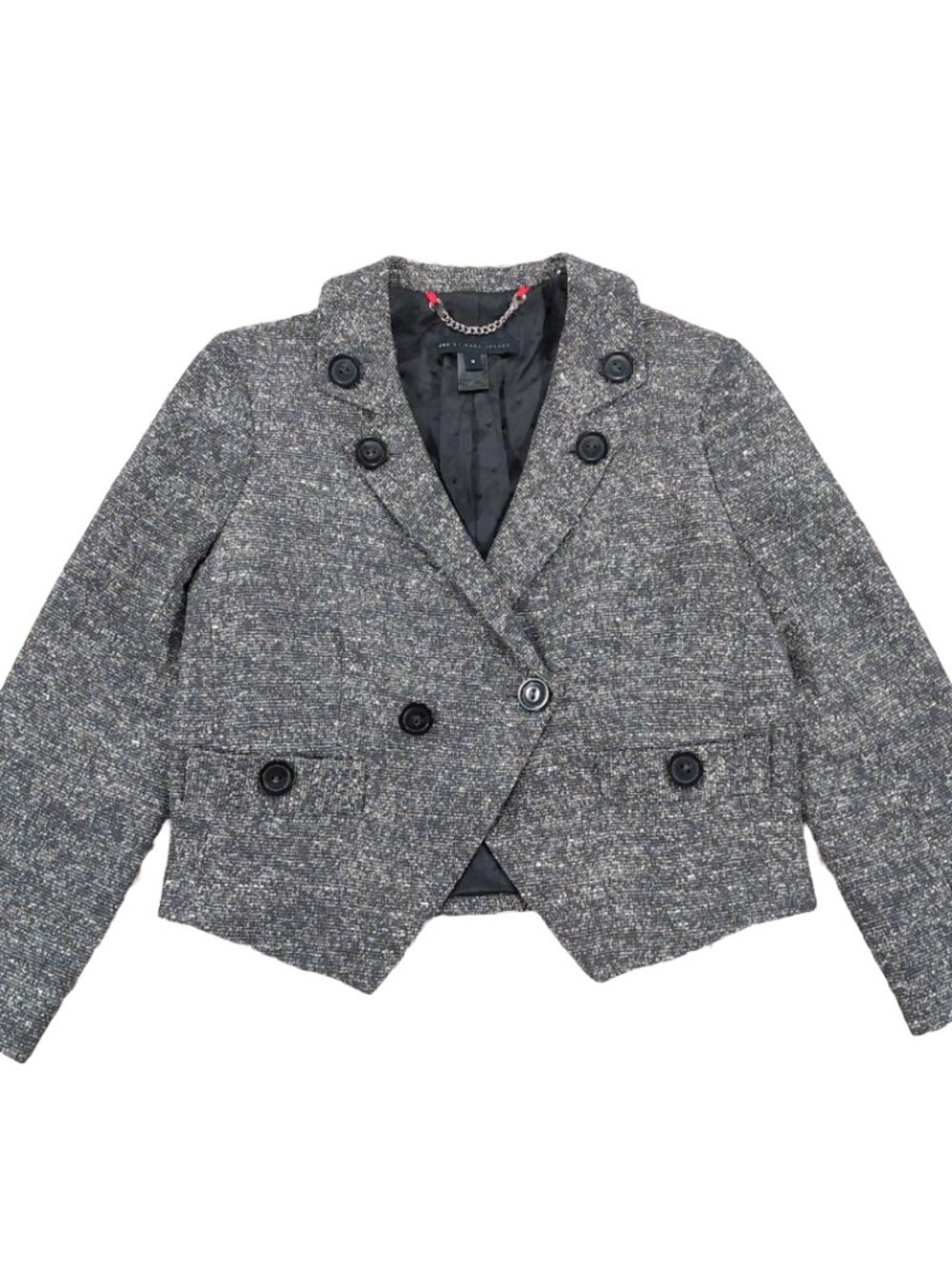 Marc by Marc Jacobs Women's Sz 6 Blazer Cropped Gray Tweed Jacket Chic